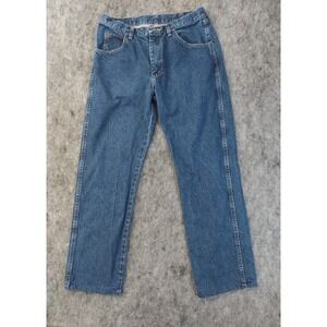 Wrangler Jeans Mens 32x30 Blue Dark Wash Western Cotton Work Denim READ